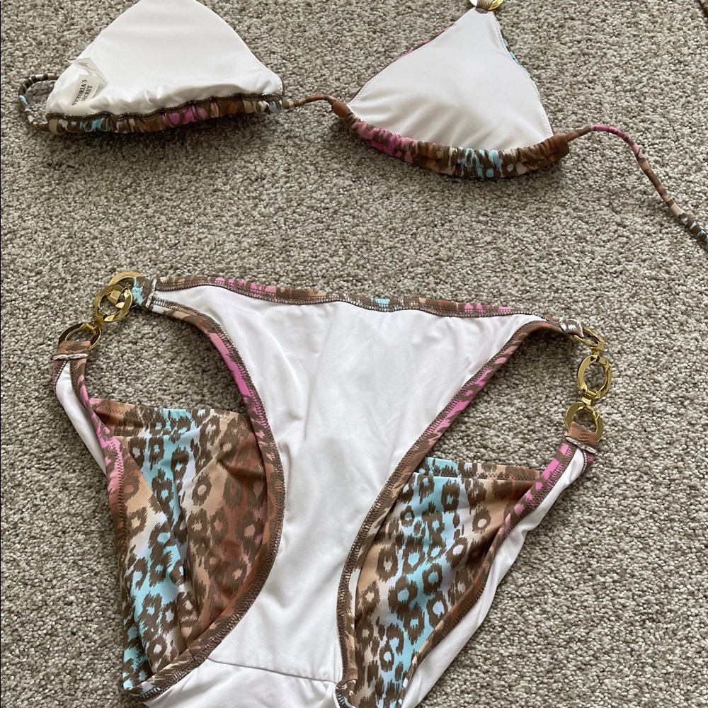Victoria's Secret Pink and Blue Leopard Bikini- Top is Medium, Bottoms are Large - Picture 6 of 6